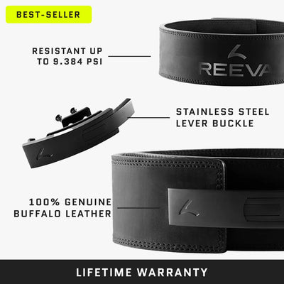 Ceinture de force en cuir noir avec boucle en acier inoxydable (10MM)