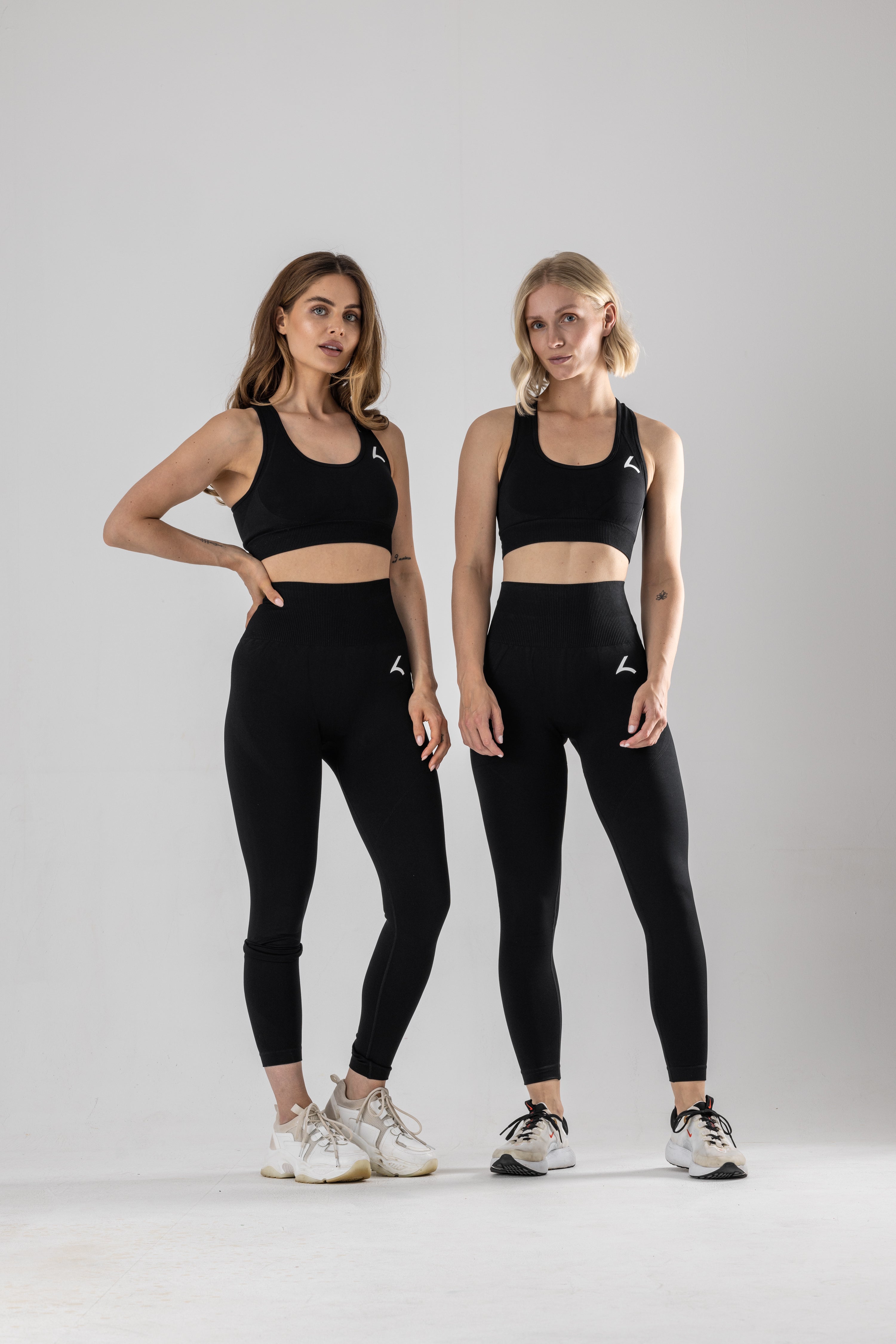 Leggings Sport Performance Noir Plume Sans couture taille haute